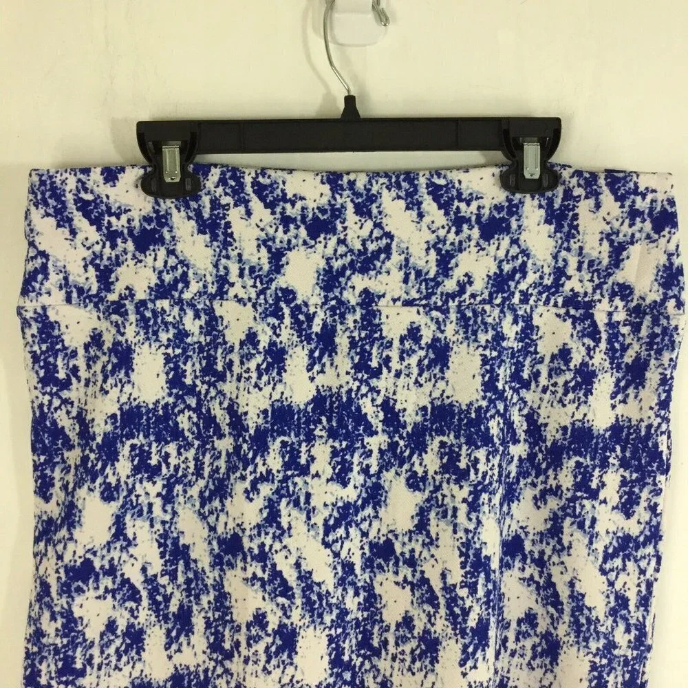 Lularoe Cassie Skirt Plus Size 3XL Blue White Stretch  Pencil Skirt